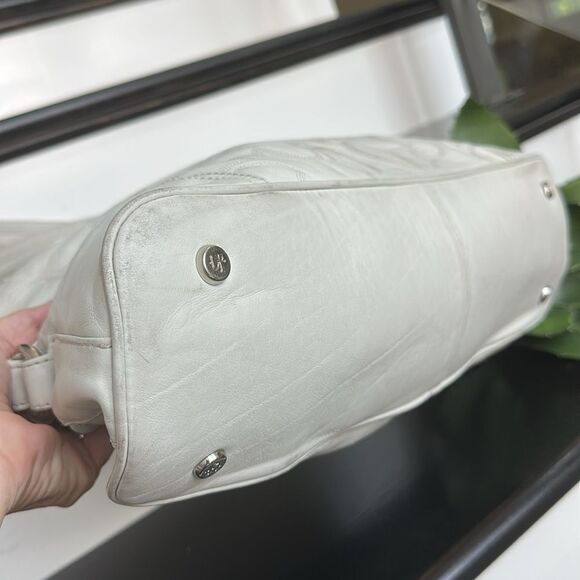 Donald J Pliner Genuine Leather Shoulder Purse Stitched Design Elegant Tote - Picture 9 of 13